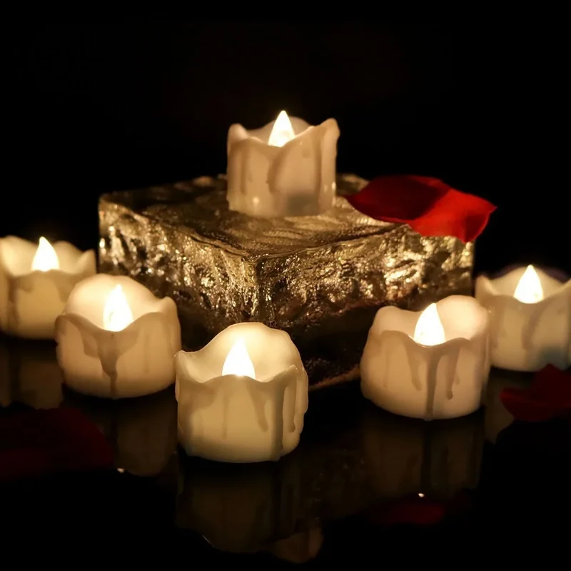 Sfeerlichtjes op led – twaalf stuks, bewegend licht, zestig uur brandduur