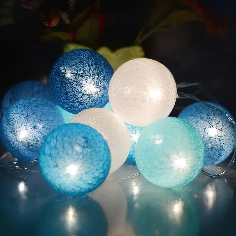 Snoerverlichting met katoenen bolletjes – tien kleursets, vijf lengtes