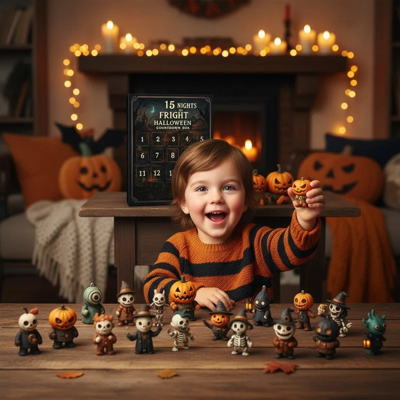 Halloween Advent Calendar for Children with Toy Figures: Pumpkin, Ghost, Skeleton