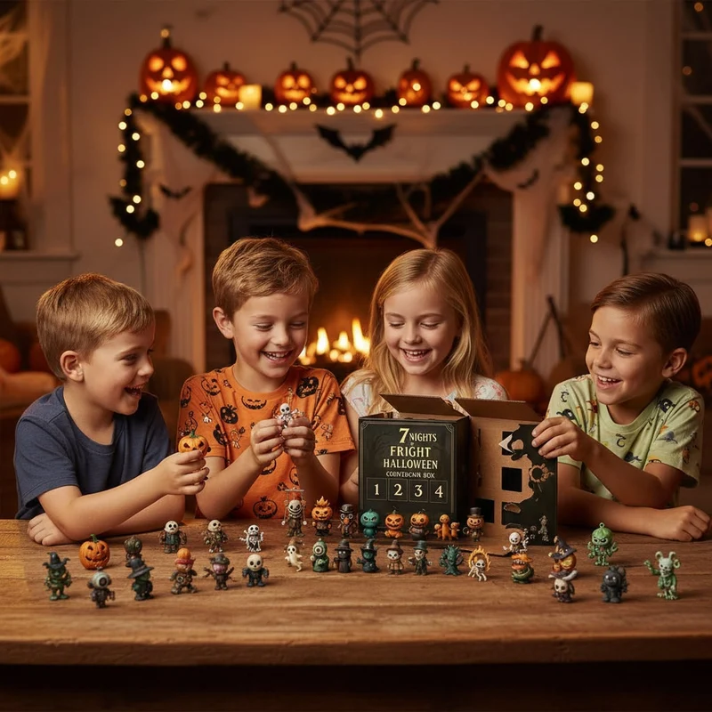Halloween Advent Calendar for Children with Toy Figures: Pumpkin, Ghost, Skeleton