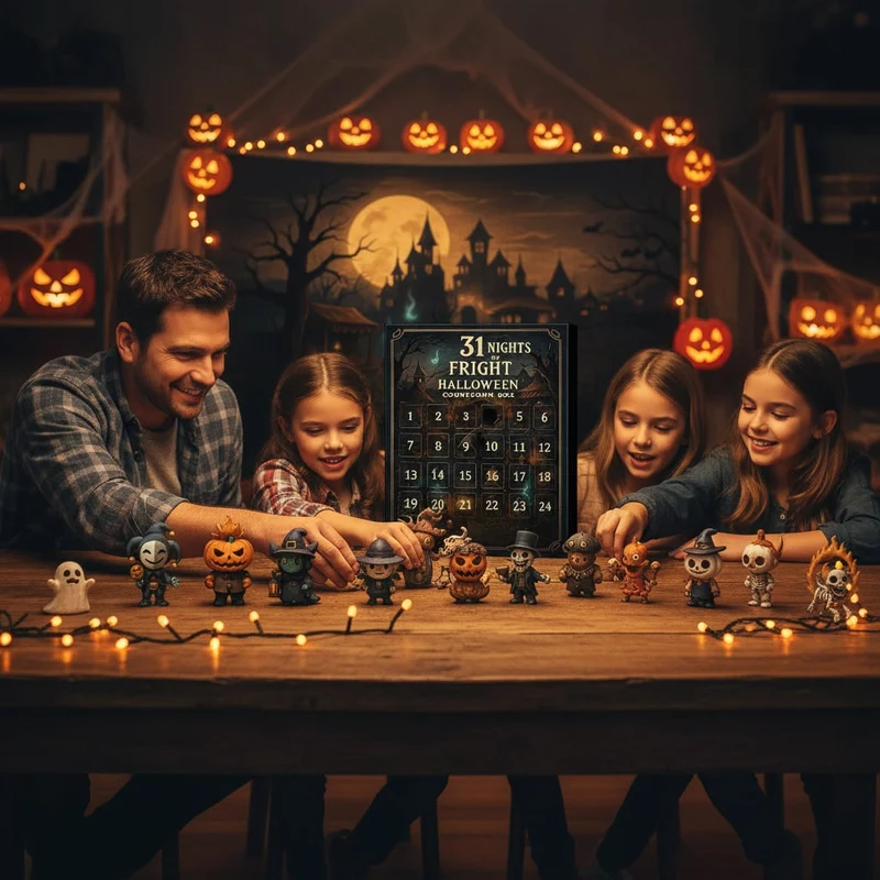 Halloween Advent Calendar for Children with Toy Figures: Pumpkin, Ghost, Skeleton