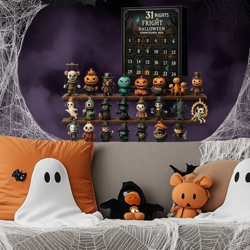 Halloween Advent Calendar for Children with Toy Figures: Pumpkin, Ghost, Skeleton