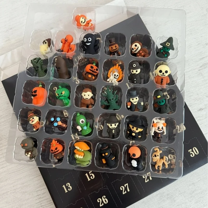 Halloween Advent Calendar for Children with Toy Figures: Pumpkin, Ghost, Skeleton
