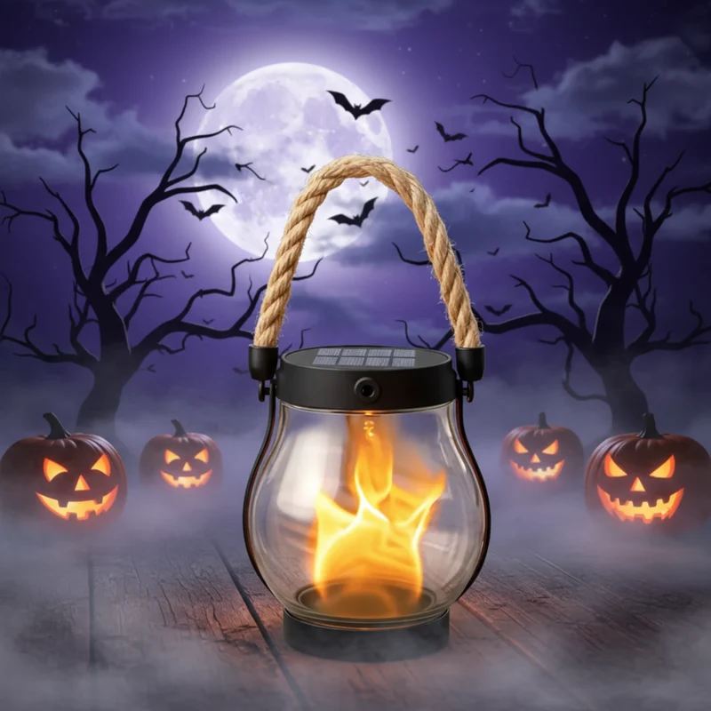 Halloween Solar Lights for the Garden and Street, Decorative Lantern with Flame Effect