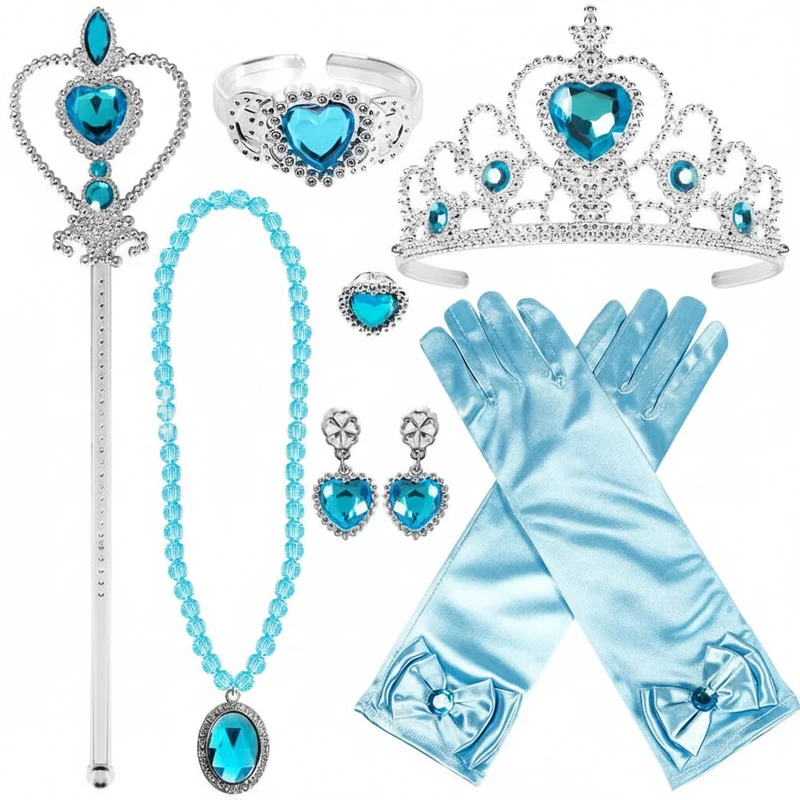 Halloween Princess Costume for Children with Baby Doll Accessories, Tiara, Wand and Gloves