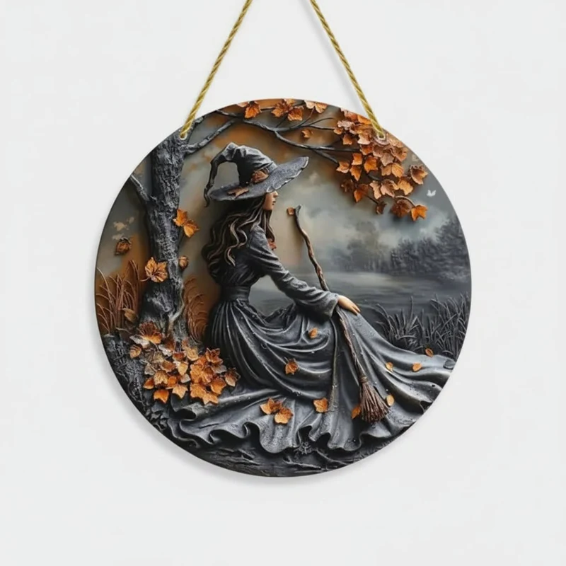 Halloween Witch Wall Decoration, Hanging Relief for Home Decor