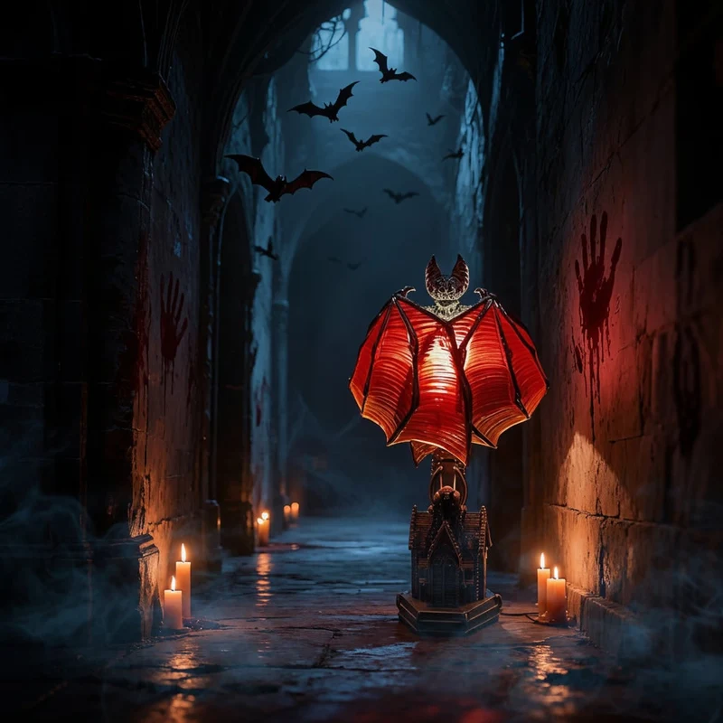 Halloween Gothic Bat Decorative Lamp with USB LED Lighting