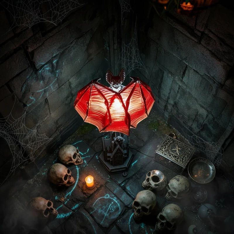 Halloween Gothic Bat Decorative Lamp with USB LED Lighting