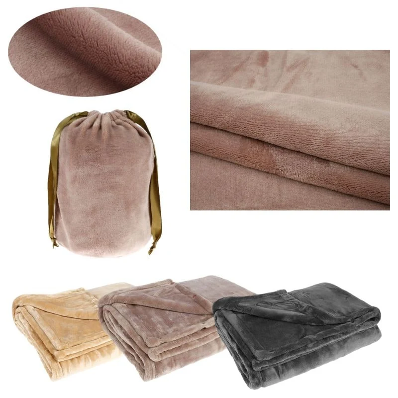 USB Heated Electric Plush Blanket with Drawstring, Storage Bag, and Sleeves