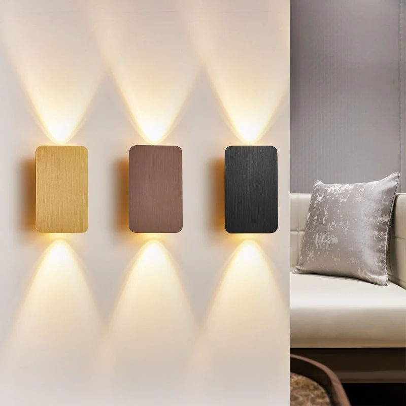Black rectangular LED wall sconces with bidirectional lighting for the bedroom