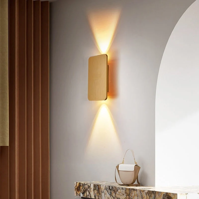 Black rectangular LED wall sconces with bidirectional lighting for the bedroom