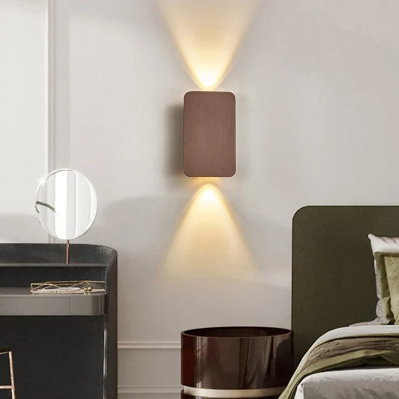 Black rectangular LED wall sconces with bidirectional lighting for the bedroom