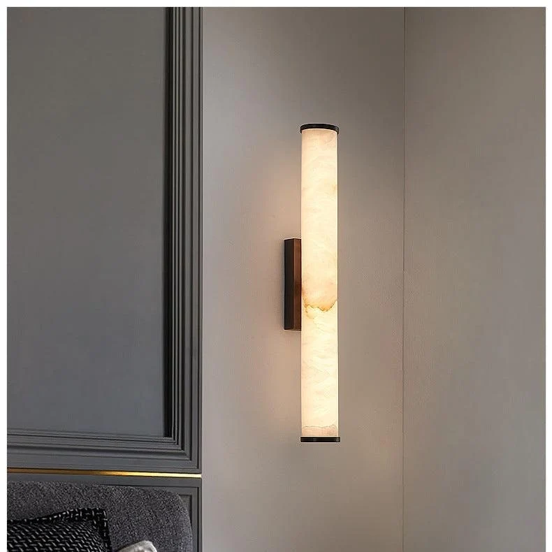 Modern LED wall lamp with a marble shade for the bedroom and bathroom