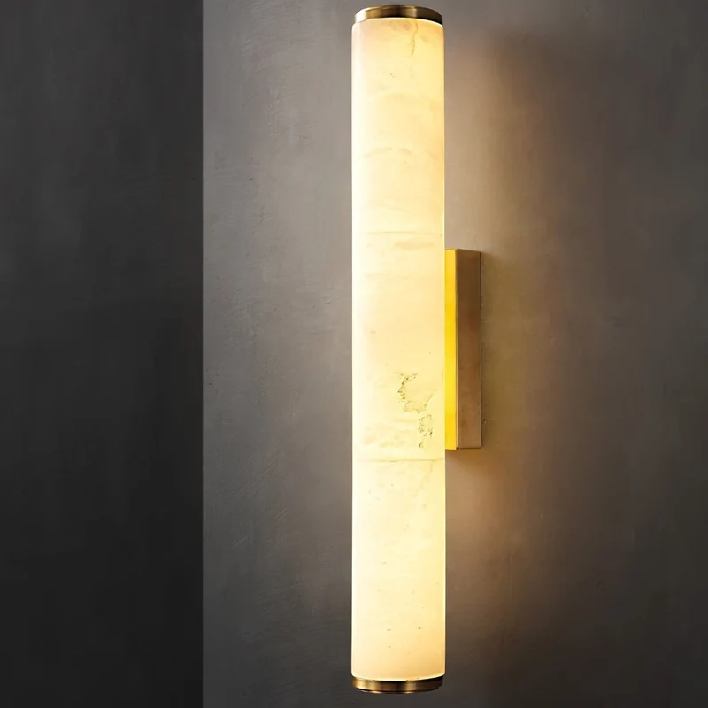 Modern LED wall lamp with a marble shade for the bedroom and bathroom