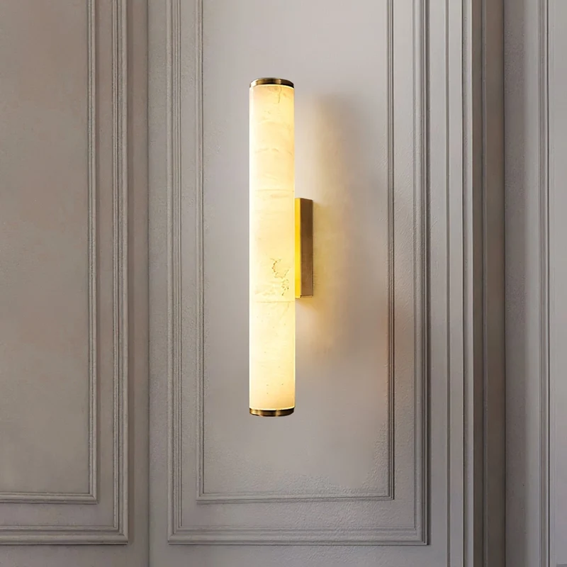 Modern LED wall lamp with a marble shade for the bedroom and bathroom