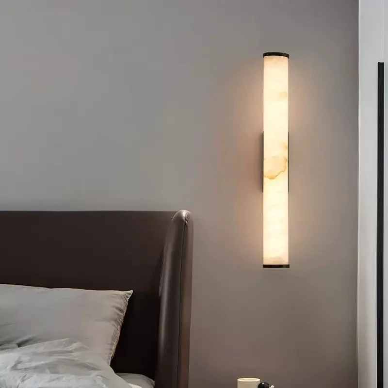 Modern LED wall lamp with a marble shade for the bedroom and bathroom