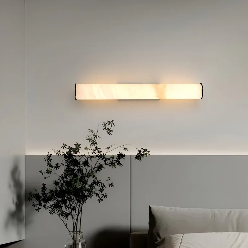 Modern LED wall lamp with a marble shade for the bedroom and bathroom