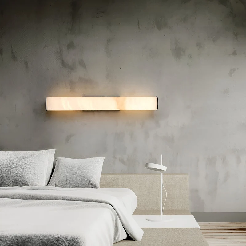Modern LED wall lamp with a marble shade for the bedroom and bathroom