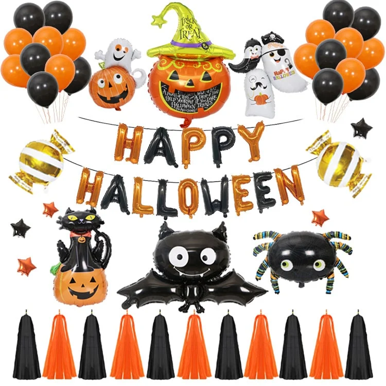 Halloween Foil Balloons Pumpkin Bat Decorative Garland for the Home