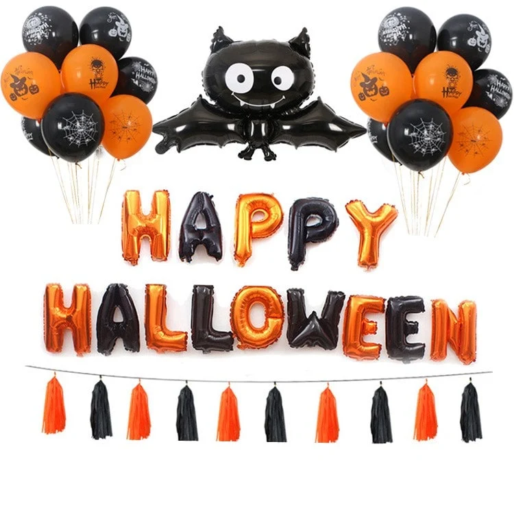 Halloween Foil Balloons Pumpkin Bat Decorative Garland for the Home