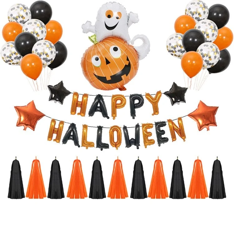 Halloween Foil Balloons Pumpkin Bat Decorative Garland for the Home