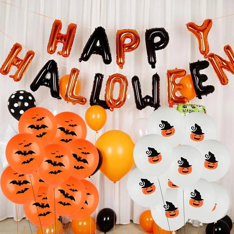 Halloween Latex Balloons with Pumpkin, Bat, and Mummy Prints for Party Decorations