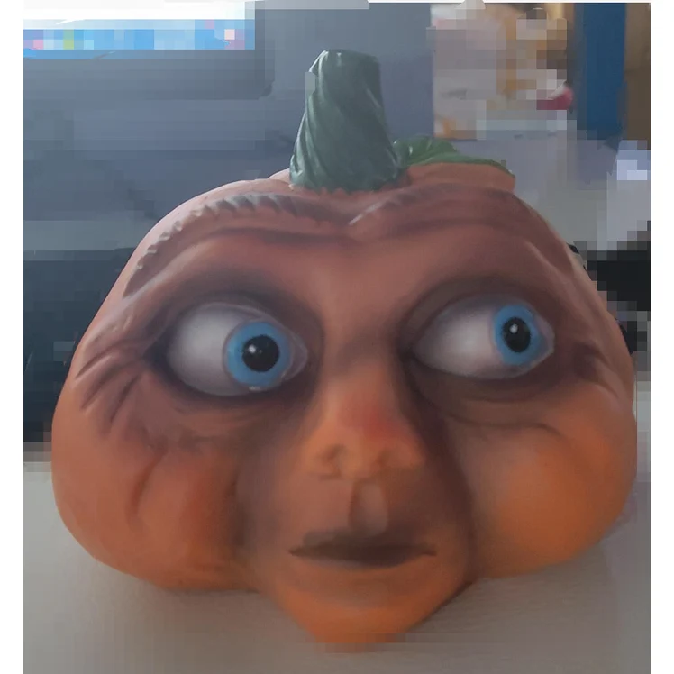Halloween Party Pumpkin with an Expressive Face and Patterns, Decorative Resin Figurine