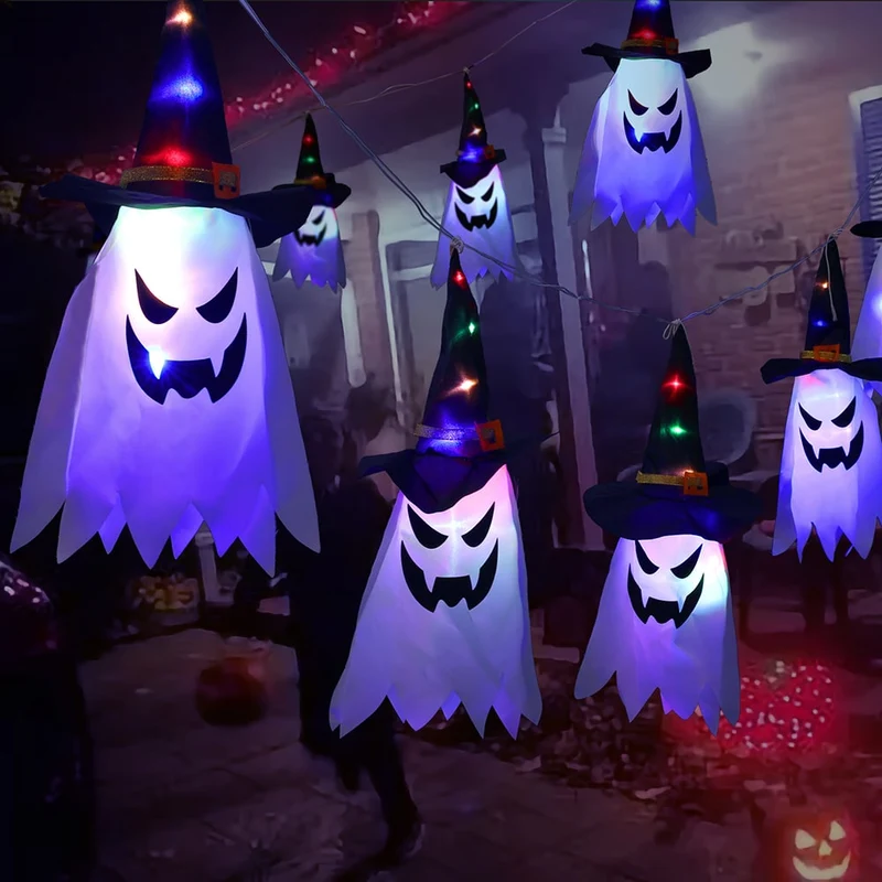 Halloween Decorations Hanging Ghost LED Paper Lantern for Home and Party