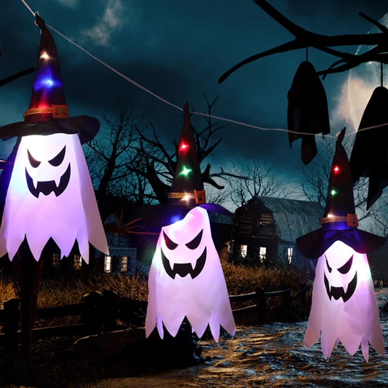 Halloween Decorations Hanging Ghost LED Paper Lantern for Home and Party