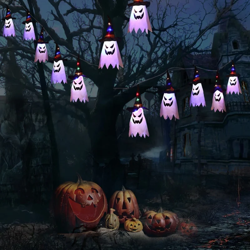 Halloween Decorations Hanging Ghost LED Paper Lantern for Home and Party