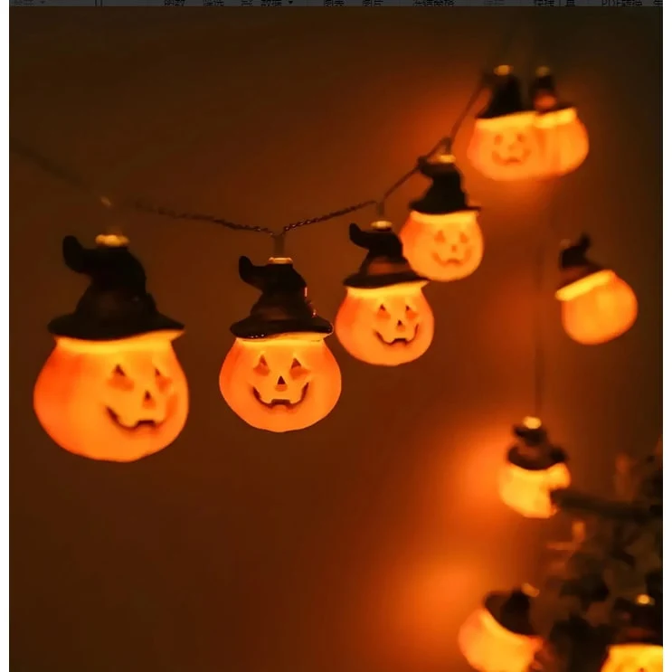 Halloween Battery-Powered Outdoor LED Lights for Home, String Lights with Decorations