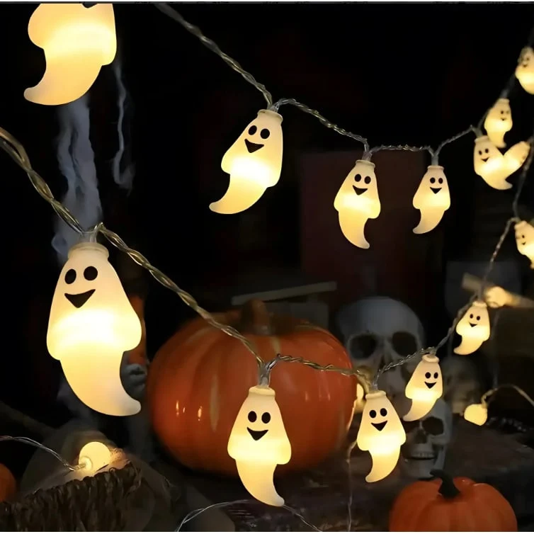 Halloween Battery-Powered Outdoor LED Lights for Home, String Lights with Decorations