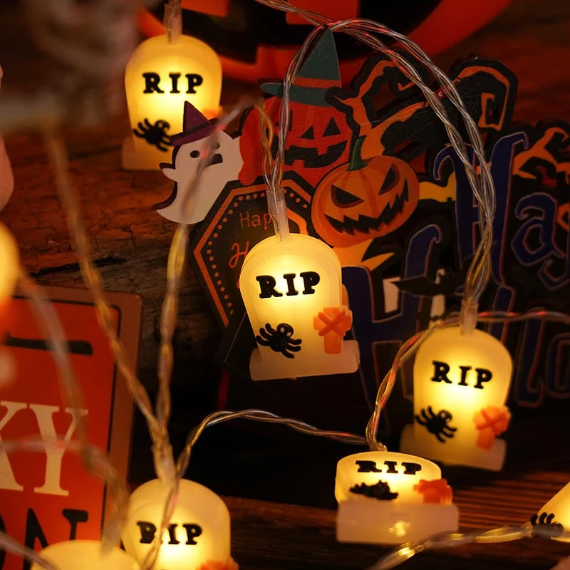 Halloween Battery-Powered Outdoor LED Lights for Home, String Lights with Decorations