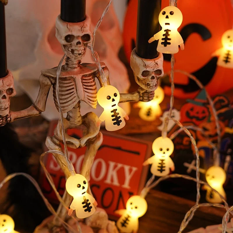 Halloween Battery-Powered Outdoor LED Lights for Home, String Lights with Decorations