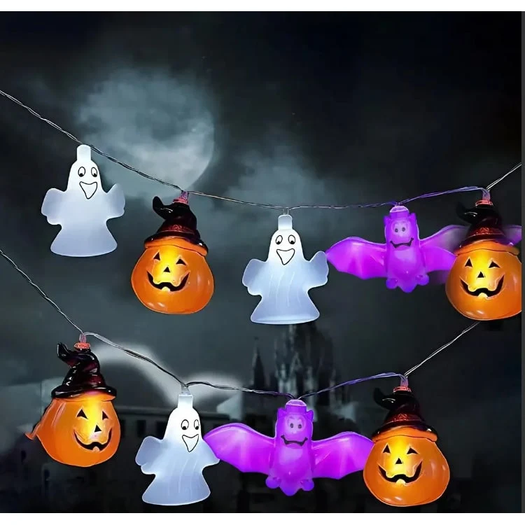 Halloween Battery-Powered Outdoor LED Lights for Home, String Lights with Decorations