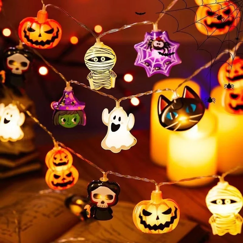 Halloween Battery-Powered Outdoor LED Lights for Home, String Lights with Decorations