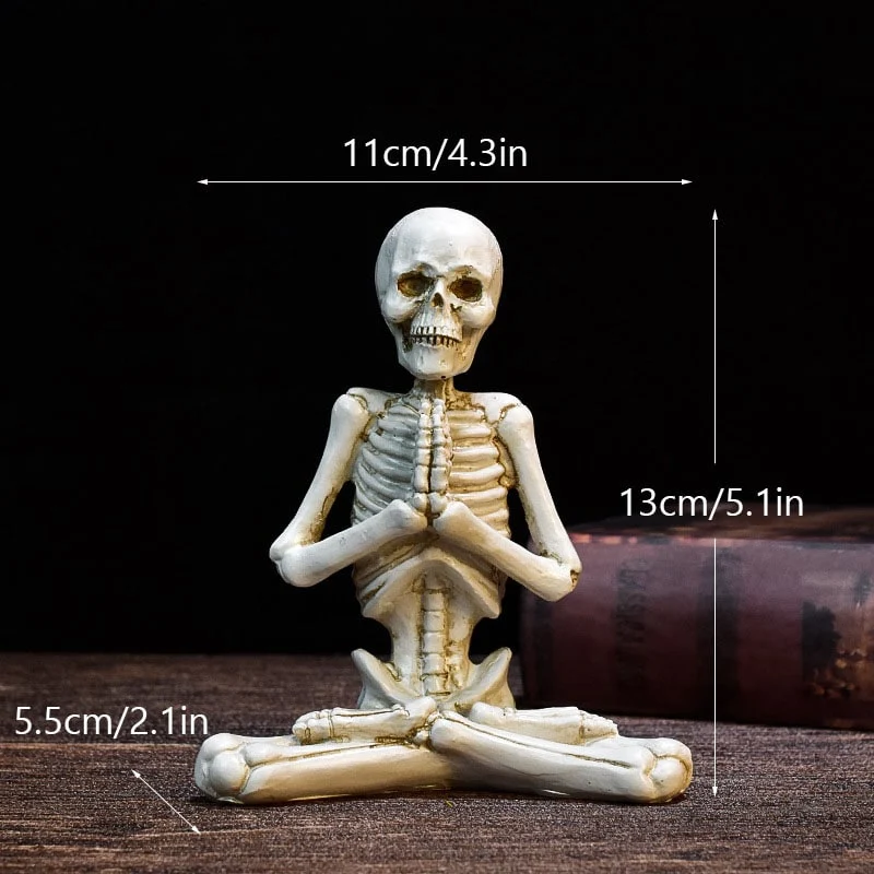 Halloween Decorative Skeleton Figurine in a Yoga Pose, Scary Desk Sculpture
