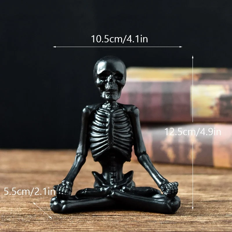 Halloween Decorative Skeleton Figurine in a Yoga Pose, Scary Desk Sculpture