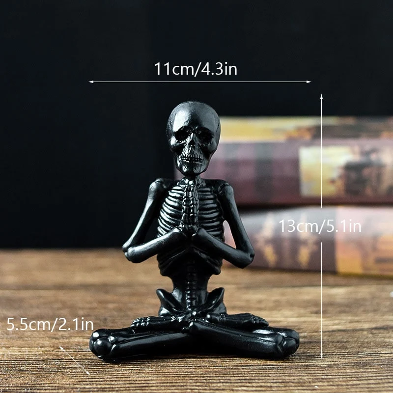 Halloween Decorative Skeleton Figurine in a Yoga Pose, Scary Desk Sculpture