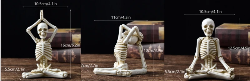 Halloween Decorative Skeleton Figurine in a Yoga Pose, Scary Desk Sculpture
