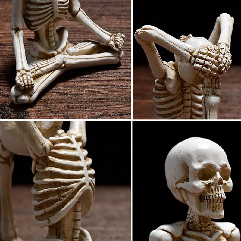 Halloween Decorative Skeleton Figurine in a Yoga Pose, Scary Desk Sculpture