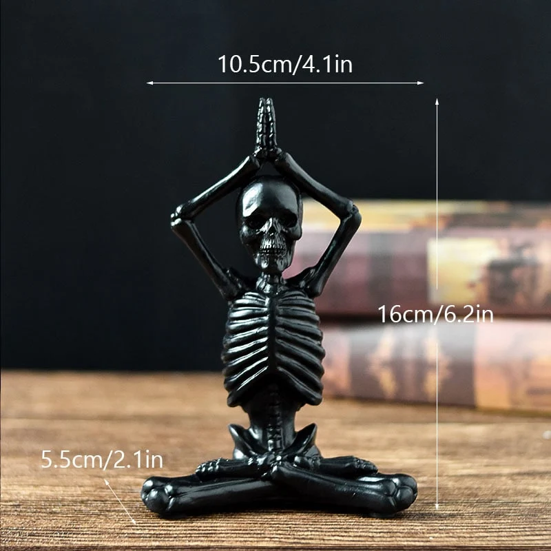 Halloween Decorative Skeleton Figurine in a Yoga Pose, Scary Desk Sculpture