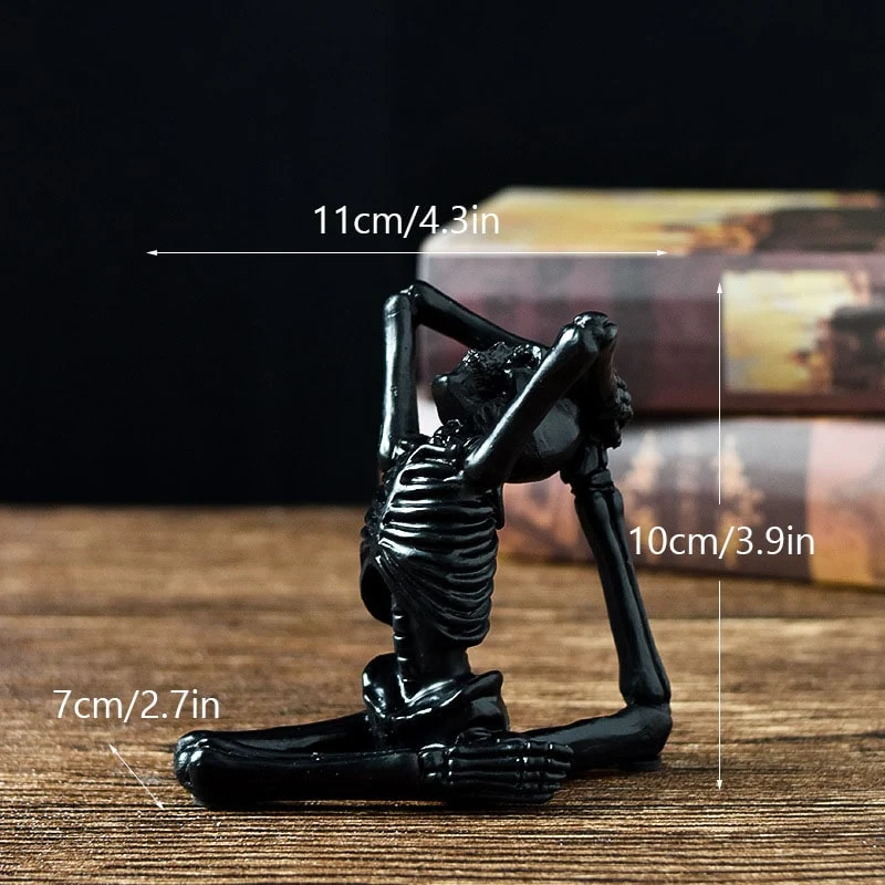 Halloween Decorative Skeleton Figurine in a Yoga Pose, Scary Desk Sculpture