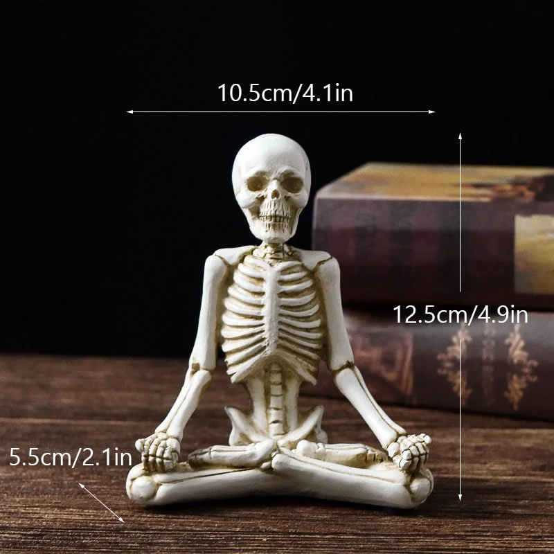 Halloween Decorative Skeleton Figurine in a Yoga Pose, Scary Desk Sculpture