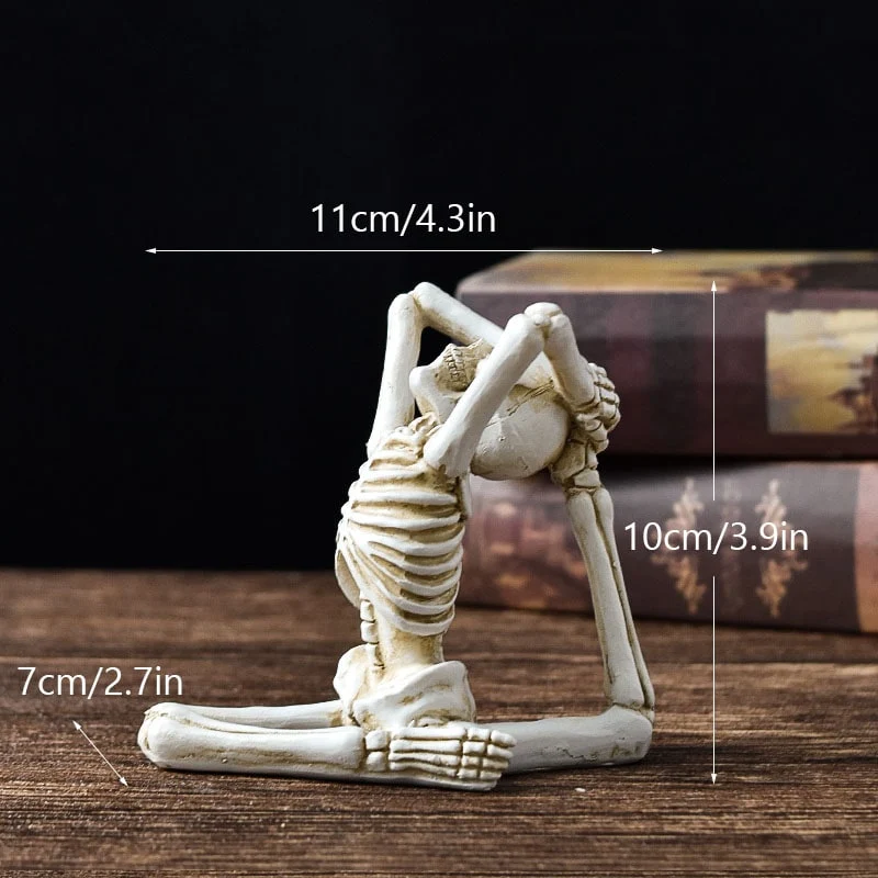 Halloween Decorative Skeleton Figurine in a Yoga Pose, Scary Desk Sculpture