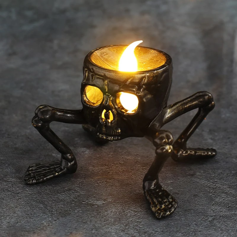 Halloween LED candle Skull and Skeleton Hand decorative with flame for a party