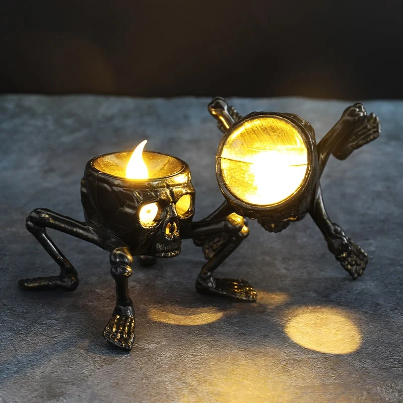 Halloween LED candle Skull and Skeleton Hand decorative with flame for a party