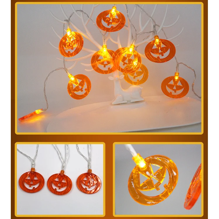 Halloween LED String Lights with Pumpkins, Bats, and Ghosts, Battery-Powered
