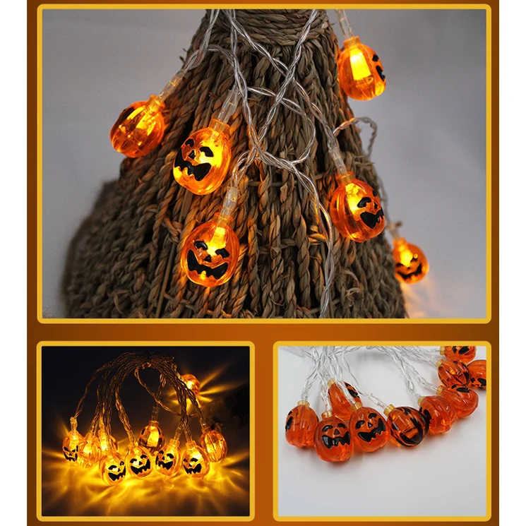 Halloween LED String Lights with Pumpkins, Bats, and Ghosts, Battery-Powered