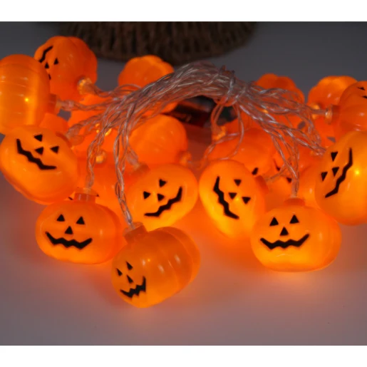 Halloween LED String Lights with Pumpkins, Bats, and Ghosts, Battery-Powered